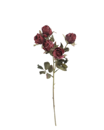 Artificial Dry Rose Bush - Red (43cm long with 5 heads)