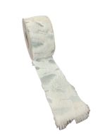 White Fur Ribbon W/Silver Leaf 63mm x 3yds