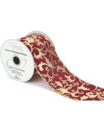 Wired Edge Luxury Gilded Filagree Burgundy/Gold 63mm x 9.1m