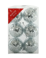 6cm Silver Disco Baubles x 6