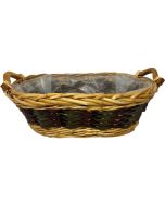 Green & Burgundy Oval Tray 42 x 30 x 14.5cm