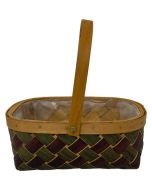 Green & Burgundy Trug 28 x 21 x 10cm