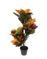 Artificial Real Touch Croton Tree Green/Orange 100cm