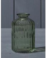Vintage Green Ribbed Glass Bottle (10cm)