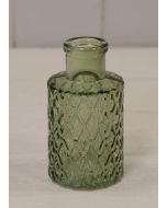 Vintage Green Mini Geometric Glass Bottle (9.2cm)