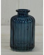 Blue Ribbed Glass Bottle (10cm)