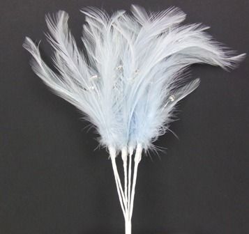 Diamonte Feathers Pale Blue x 3 Bchs