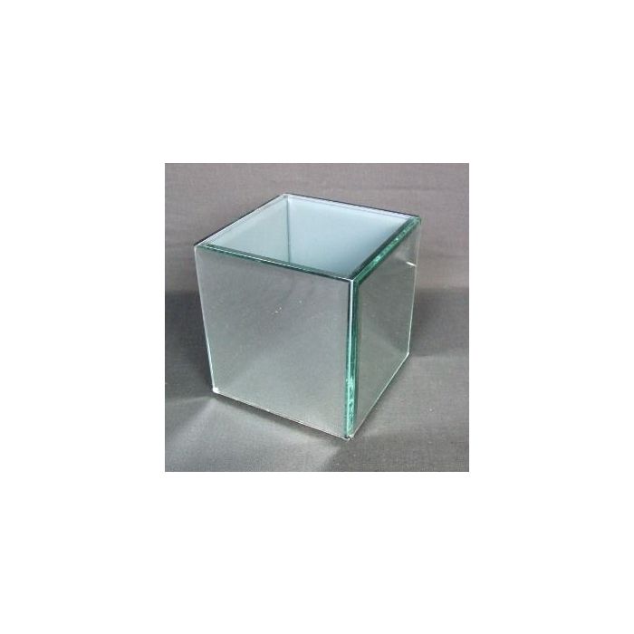 12 x 12 x 12cm Bevelled Square Mirror Vase