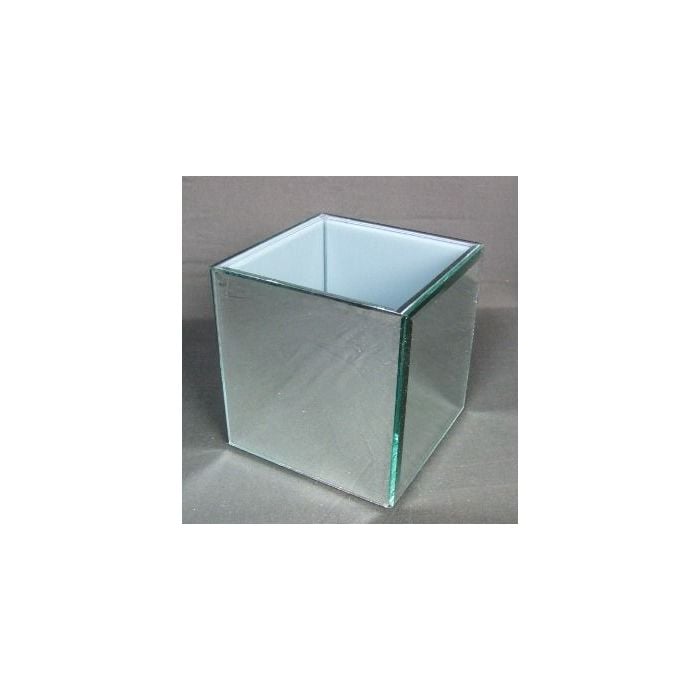 14 x 14 x 14cm Bevelled Square Mirror Vase