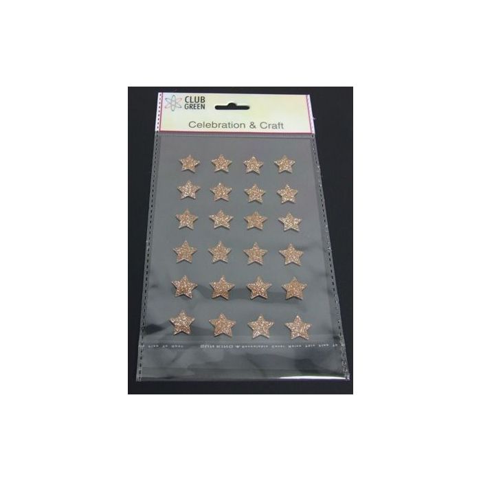 Self Adhesive Glittered Star Gold x 24