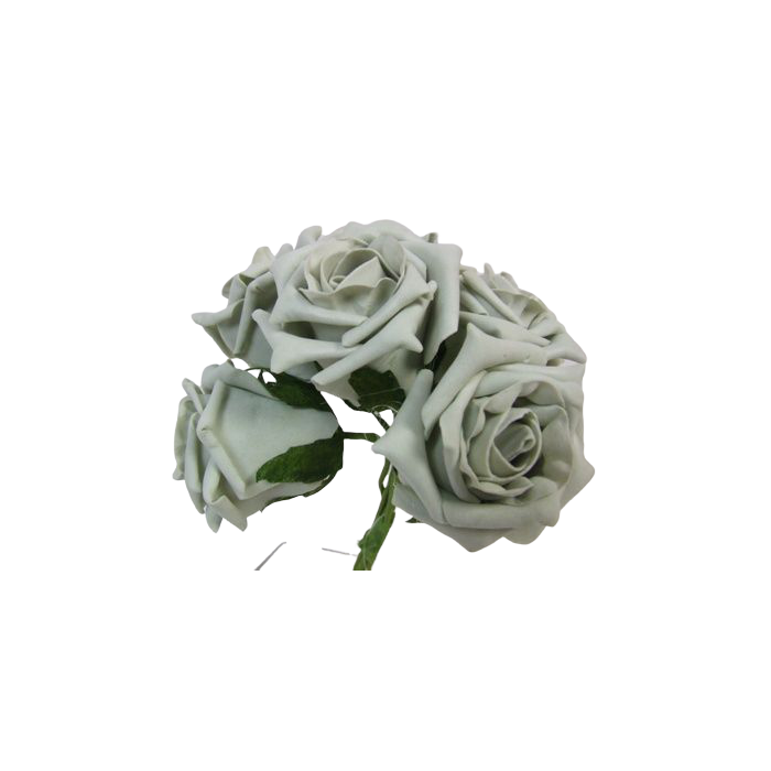 Foam Colourfast Cottage Rose x 6 Silver