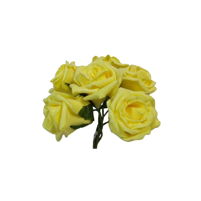 Foam Colourfast Cottage Rose x 6 Lt Yellow