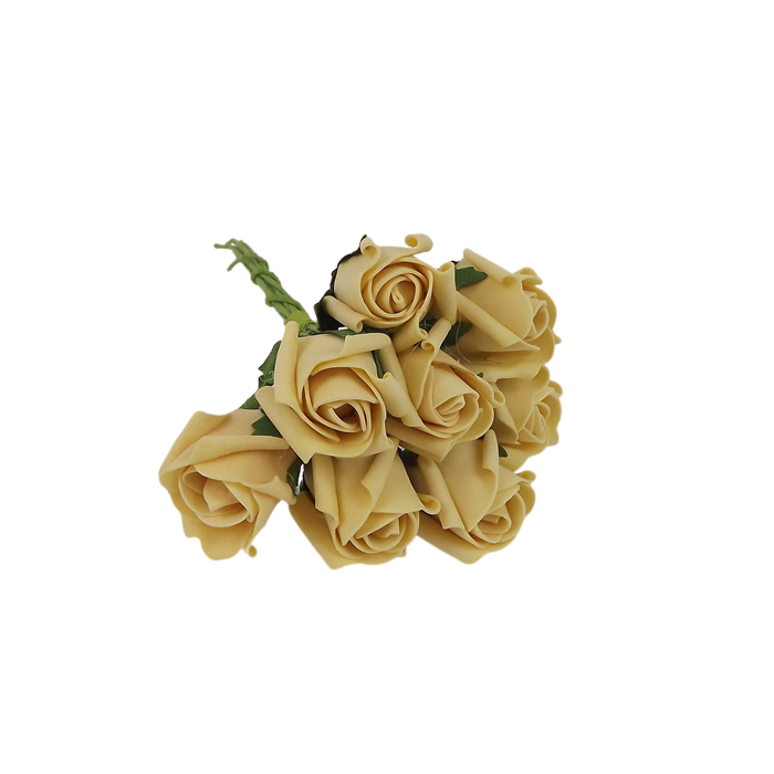 Colourfast Foam Rose Bud x 8 Heads App 3cm Gold
