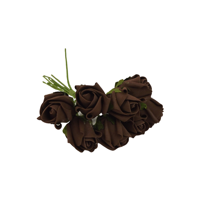 Colourfast Foam Rose Bud x 8 Heads App 3cm Brown
