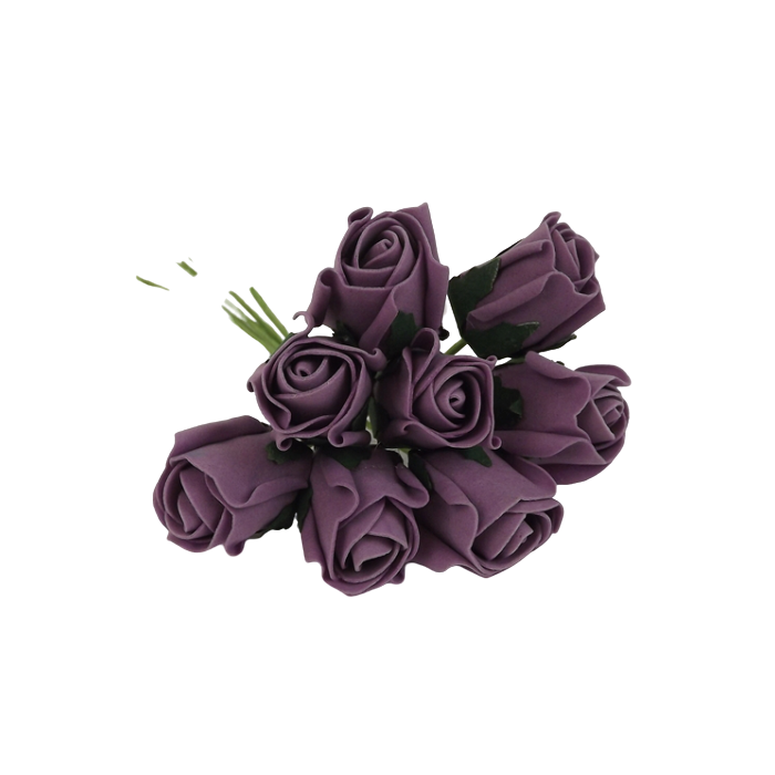 Colourfast Foam Rose Bud x 8 Heads App 3cm Lilac