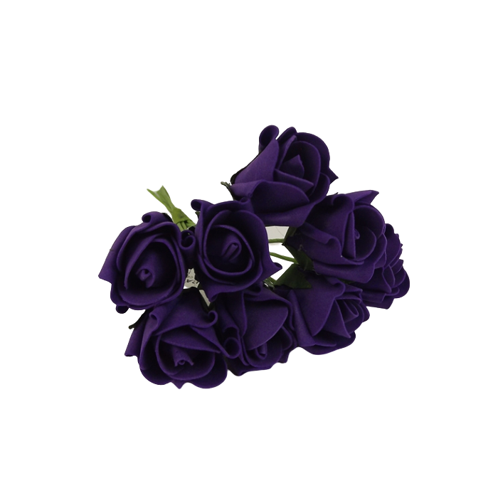 Colourfast Foam Rose Bud x 8 Heads App 3cm Purple