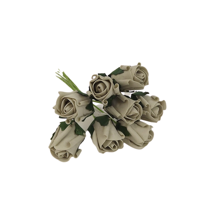 Colourfast Foam Rose Bud x 8 Heads App 3cm Silver