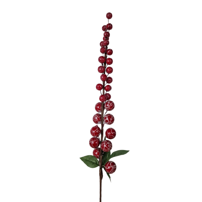 72cm Crackle Effect Red Berry Stem
