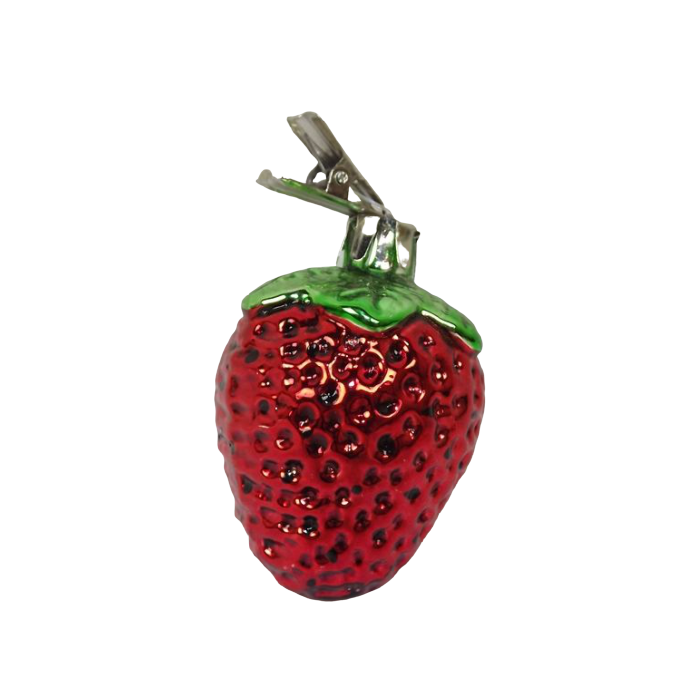 7cm Glass Strawberry Clip-Red