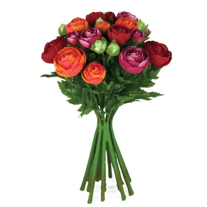 Ranunculus Bouquet 34cm Red/Orange
