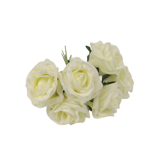 Foam Colourfast Cottage Rose x 6 Lemon