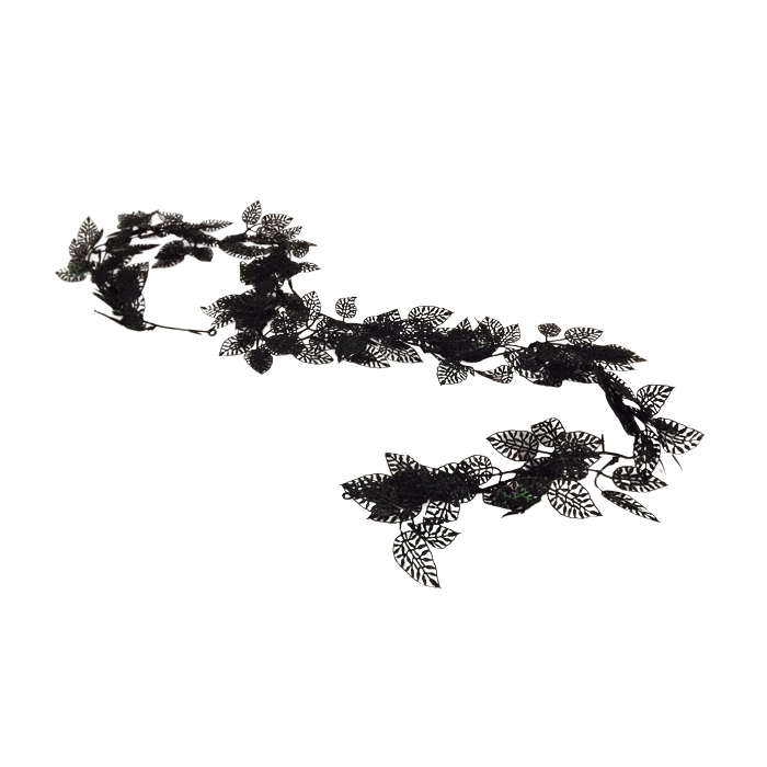 Leaf Glitter Garland 170cm Black