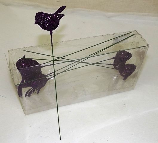 8 Glitter Bird Picks Purple