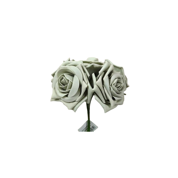 Large Colourfast Foam Rose App 8cm x 5 Heads Silver