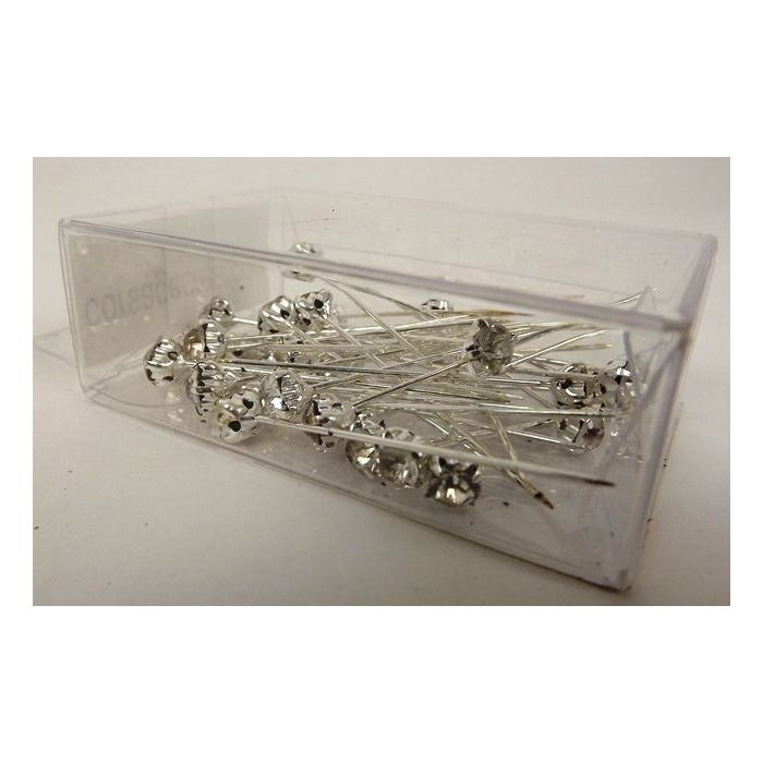 5mm Diamante Corsage Pins - Silver (4cm pin  36pcs per pk)