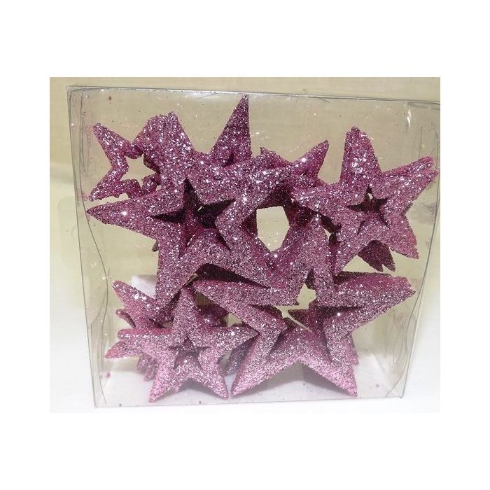 Glitter Stars Open Assorted Sizes Pink