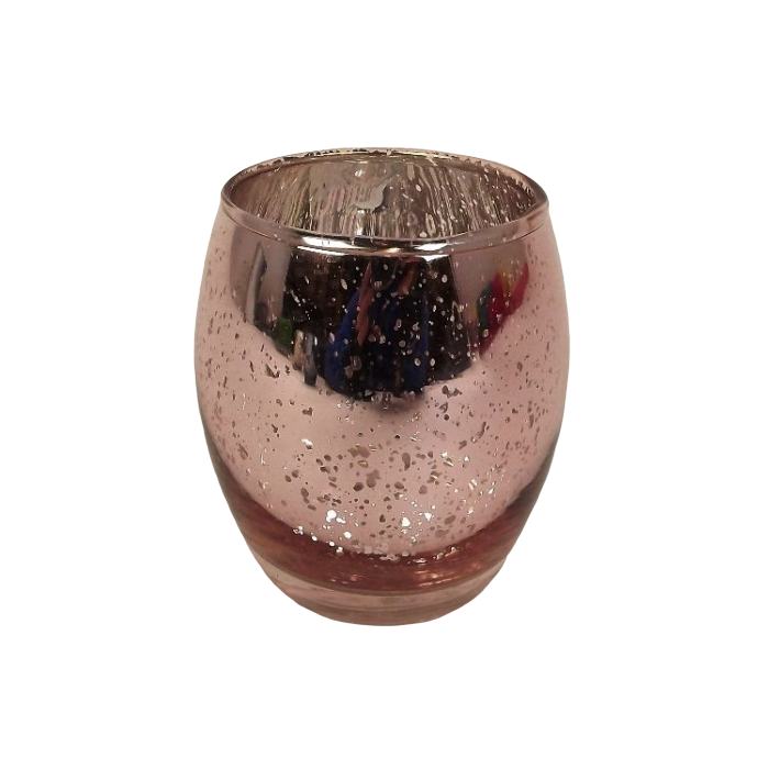 Glass Large Rose Quartz Candle Holder  75 x 90mm