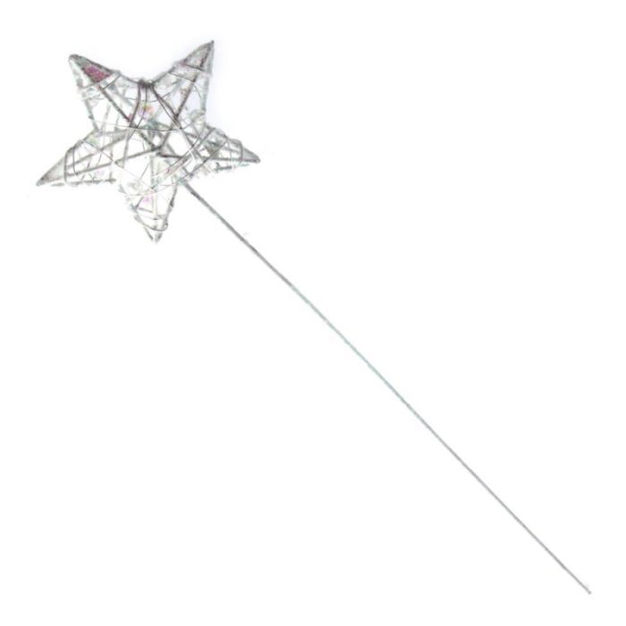 Glittered Star Wand White/Iridescent 7 x 30cm