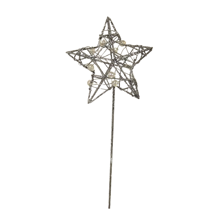 Glittered Star Wand Silver 7 x 30cm
