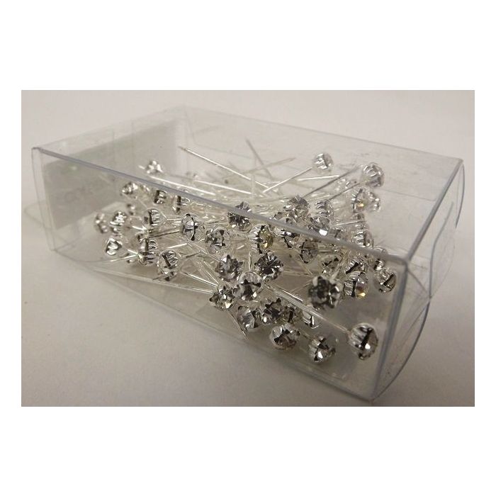 4mm Diamante Corsage Pin Silver x 72 Pins