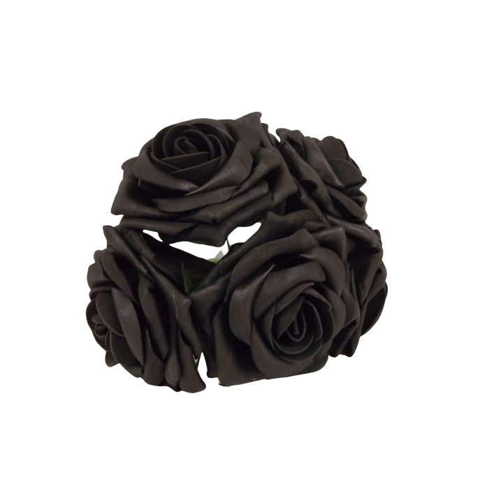 Large Cottage Foam Rose 8cm x 5 heads Black