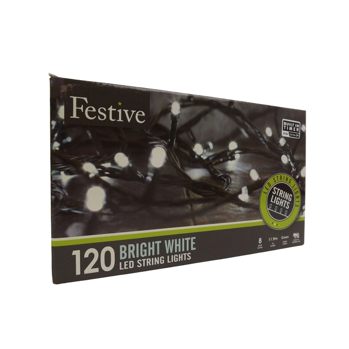 120Lv White Led Lights W/ 8 Multifunction - Timer