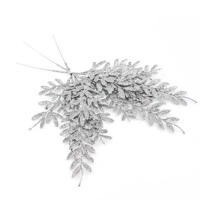 40cm Berberis Spray Glittered Silver