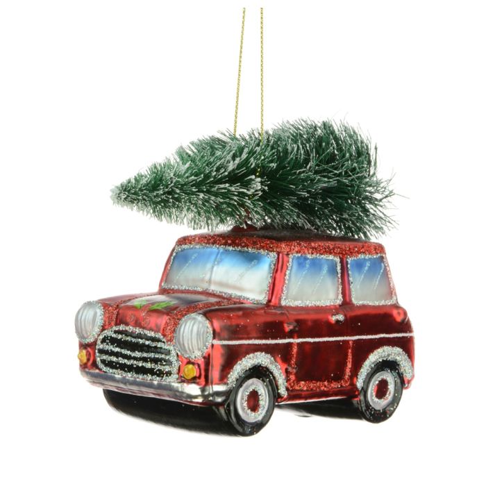 Glass Mini With Tree 10Cm Red