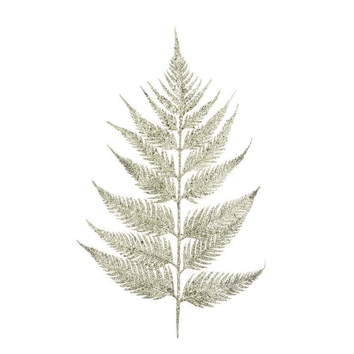 Sparkle Leather Fern Leaf 55Cm Silver