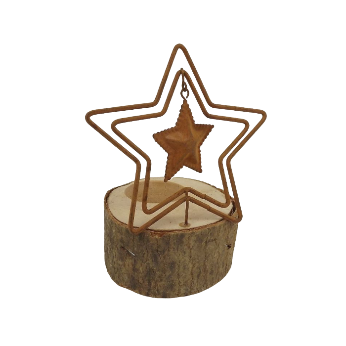 Rustic Star Hanging Candle Holder, Rust Metal Florist Candlestick With
