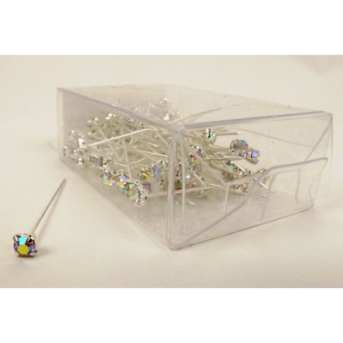 4mm Diamante Corsage Pin Iridescent (4cm Pin x 72pcs)
