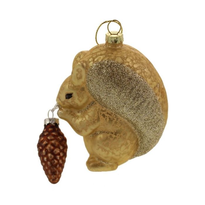 9cm Glass Squirrel with Acorn Gold
