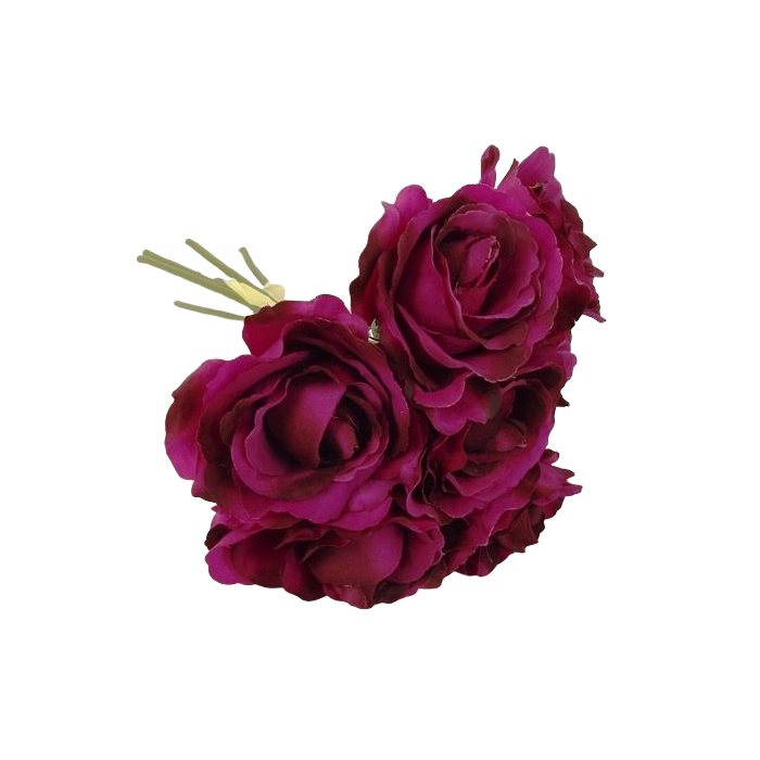 26cm Cerise Open Rose Bouquet