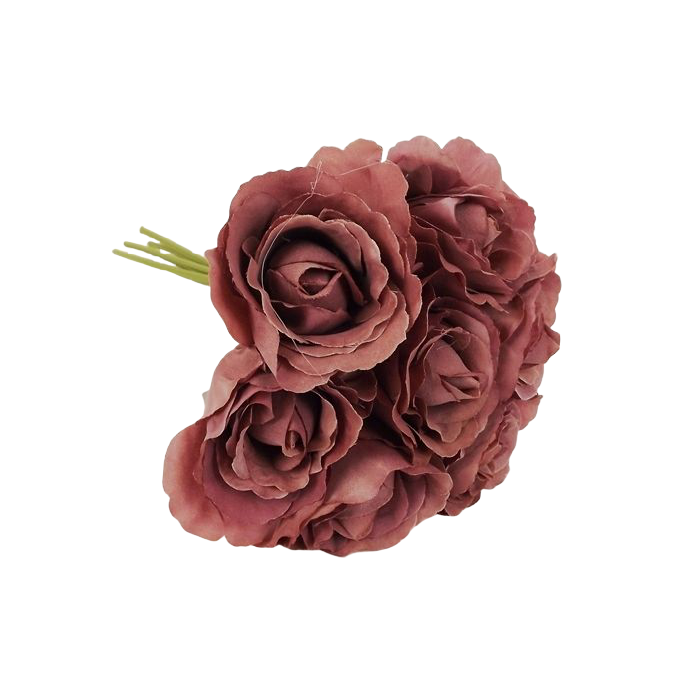 26cm Puce Open Rose Bouquet