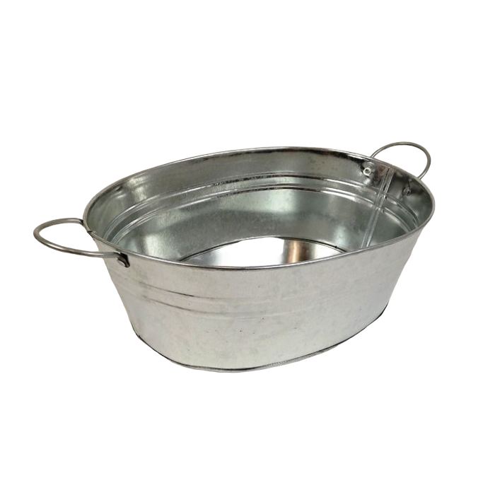 26cm Galvanised Oval Bowl W/Ears