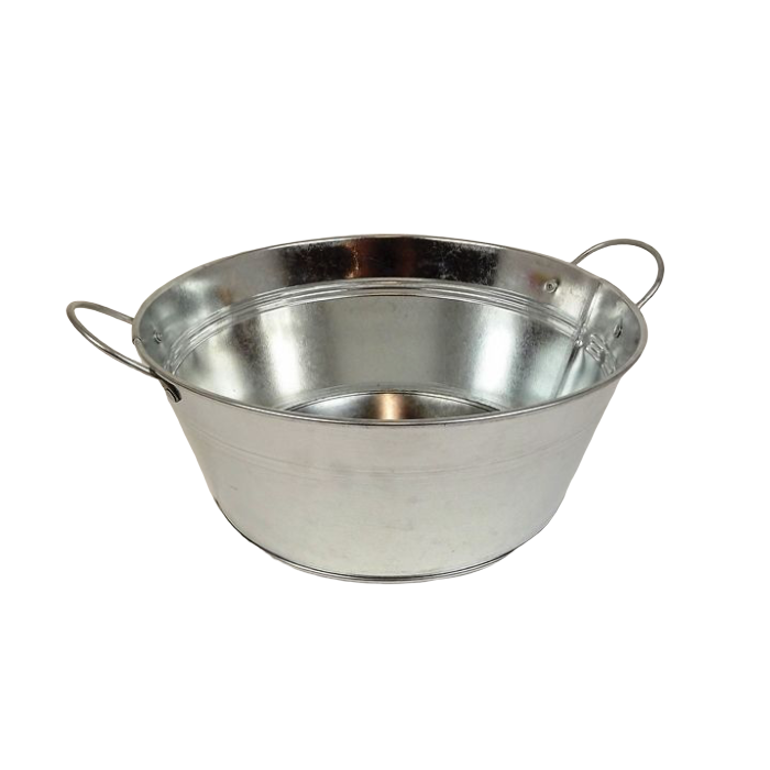 24cm Galvanised Round Bowl W/Ears