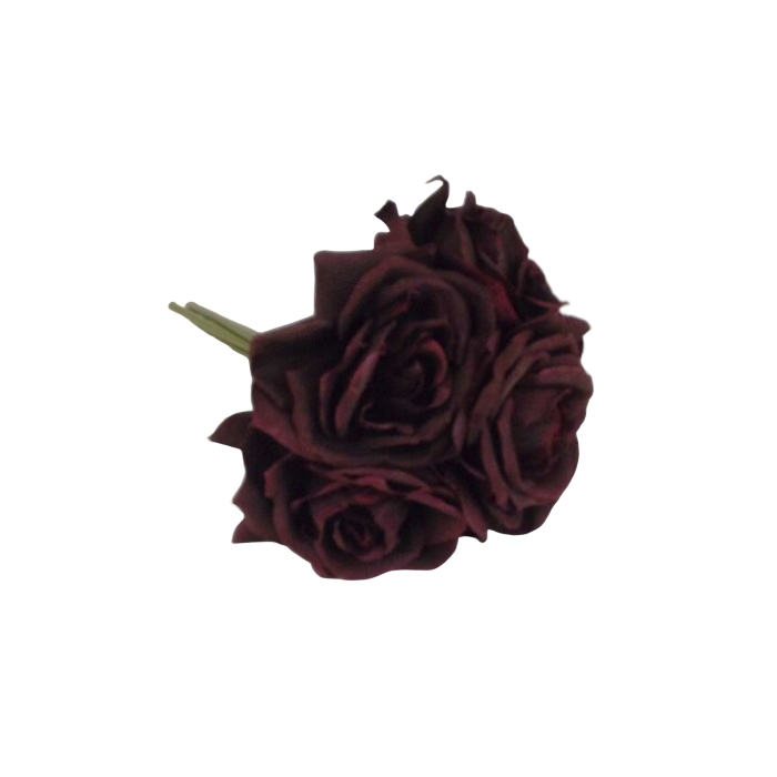 27cm Bordeaux Open Rose Posy x 5 Heads