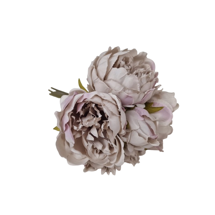 28cm Grey Peony Posy x 5 Heads