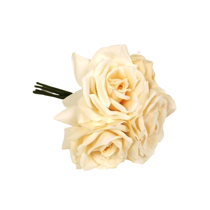 27cm Open Rose x 5 Heads Posy Light Peach