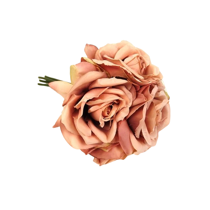 27cm Open Rose x 5 Heads Posy Bisque